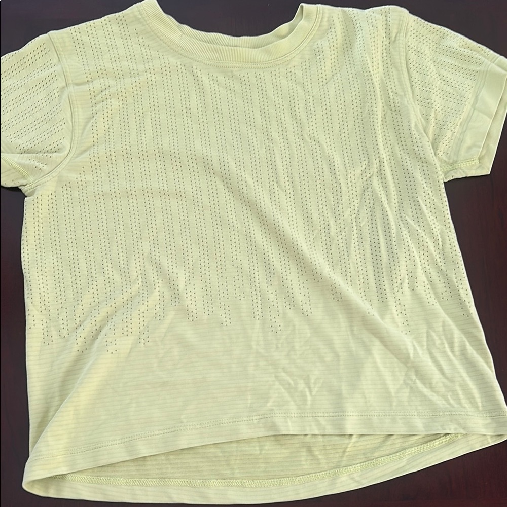 Greenish yellow lululemon workout top